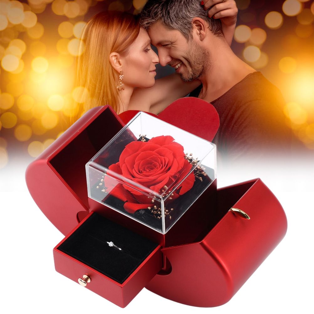 Christmas Gift Apple Box Wedding Ring Box Jewelry Rose Flower Box for Necklace Bracelet Birthday Party Valentine's Day New Year Gift