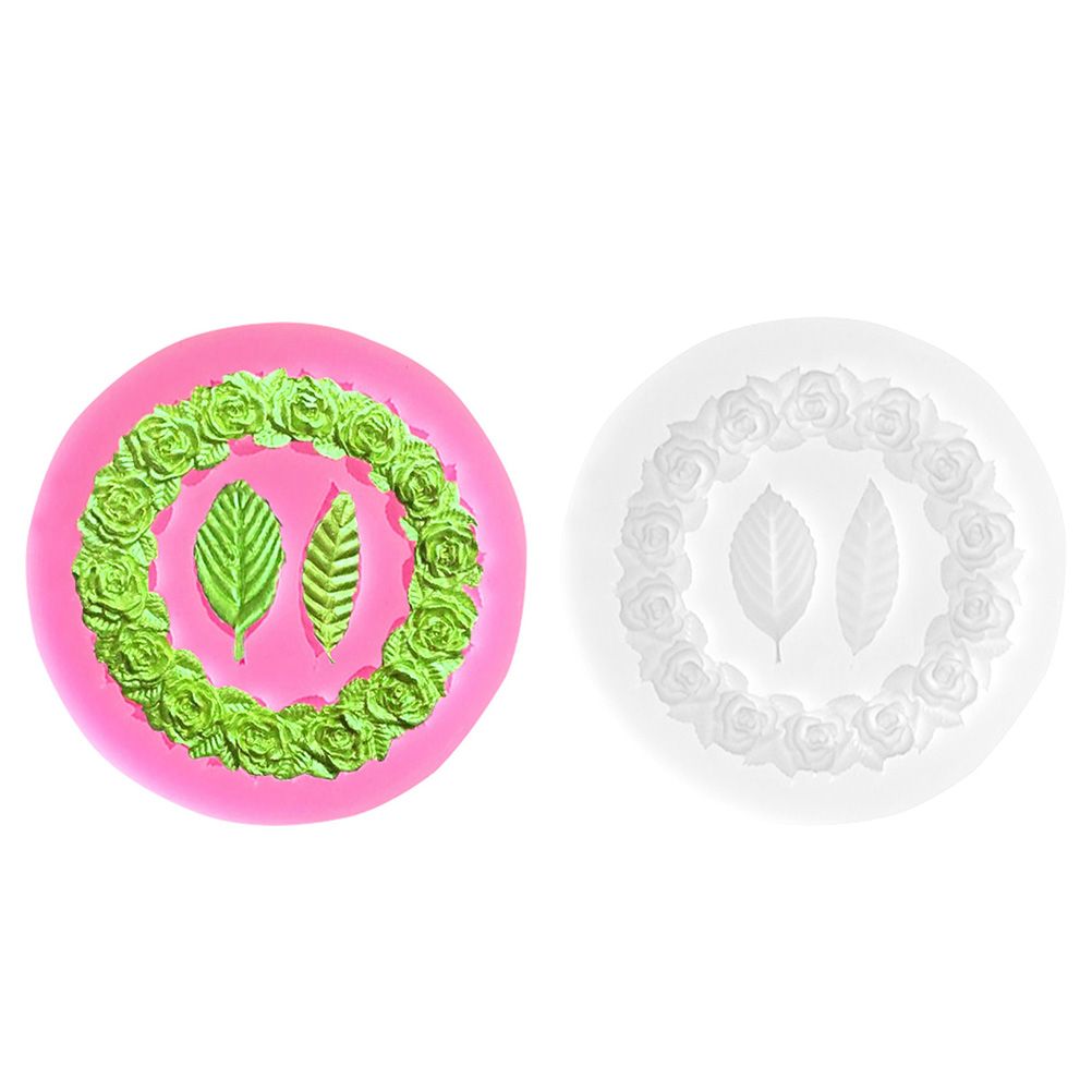Rose Wreath with Leaves Fondant Mold DIY Silicone Molds for Wedding Valentine Party Baking Decoration