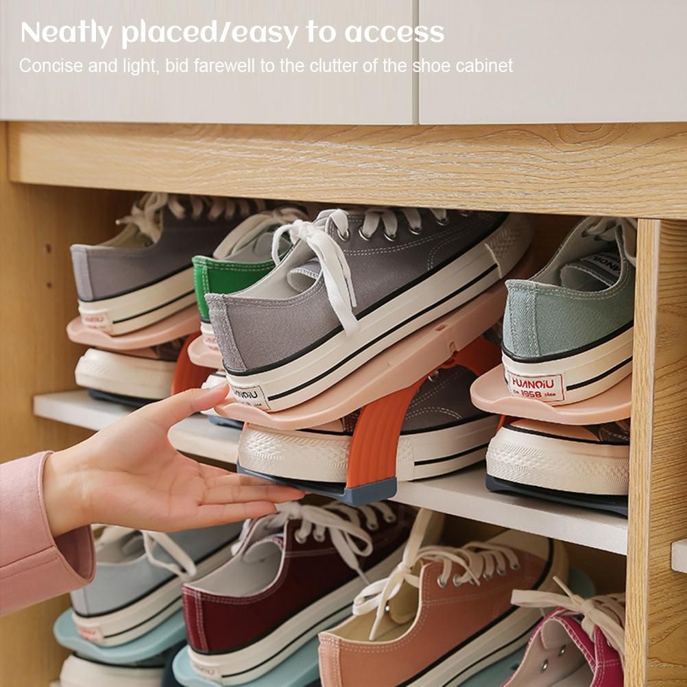 5pcs/set Adjustable Shoe Organizer Double Layer Shoe Stacker Space Saving Home Shoe Rack Holder