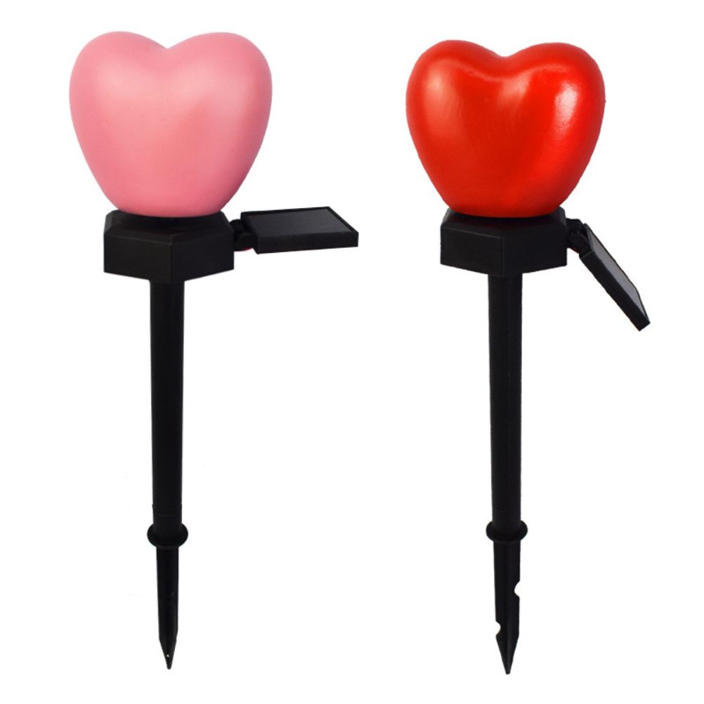 Outdoor Solar Garden Stake Lights Waterproof Solar Red Heart Shaped Pathway Lamps Landscape Lamp for Garden Lawn Decor