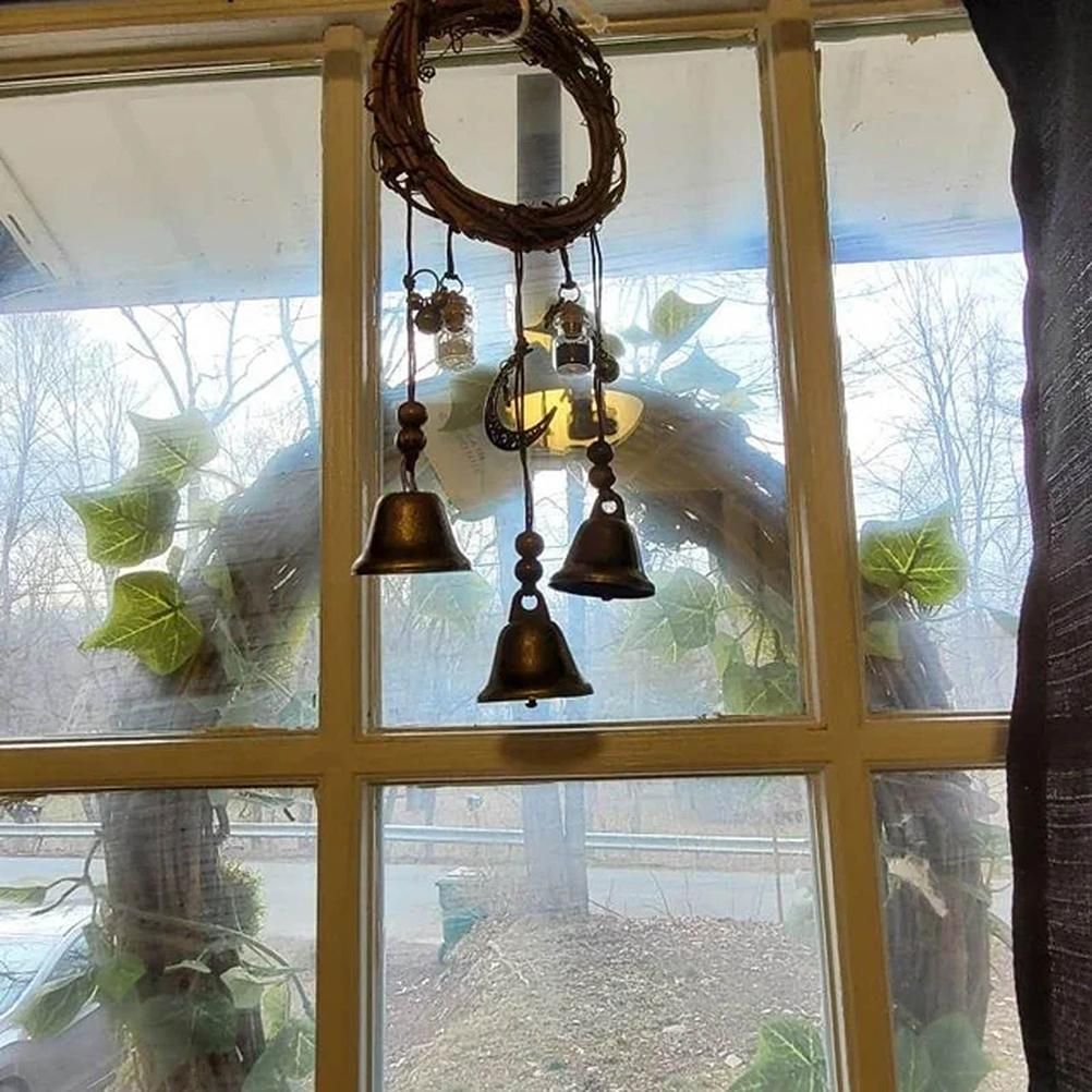 Witch Wind Chimes Wreath Handmade Witch Bells Protection Door Hangers Hanging Witch Bells Wind Chimes for Home Door