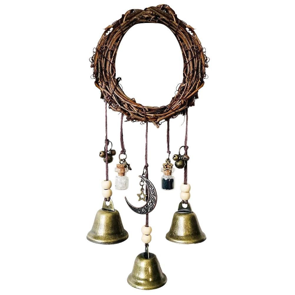 Witch Wind Chimes Wreath Handmade Witch Bells Protection Door Hangers Hanging Witch Bells Wind Chimes for Home Door