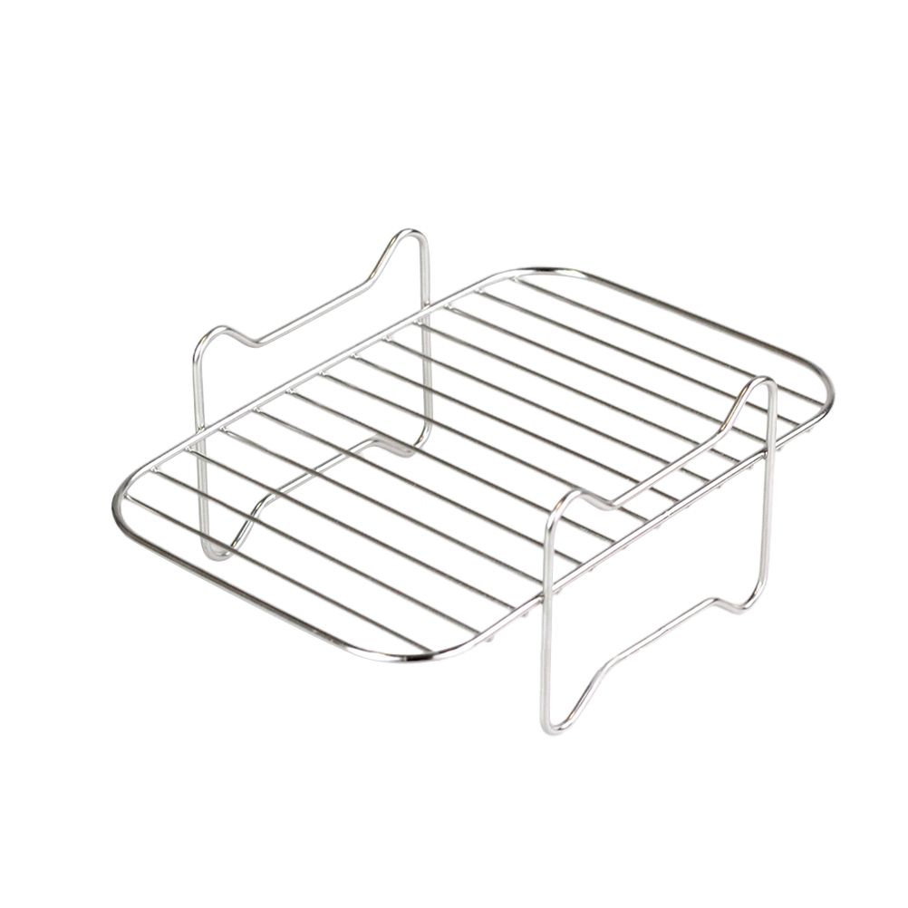 2Pcs Air Fryer Rack 304 Stainless Steel Dehydrator Rack with 4 Barbecue Sticks for 8QT Dual Basket Air Fryer