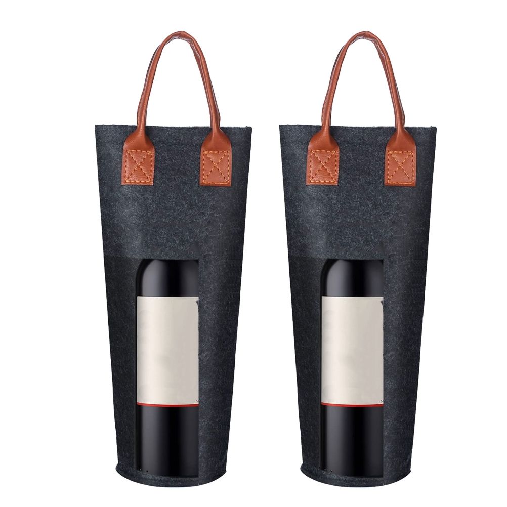 Single Bottle Wine Tote Bag Portable Felt Insulated Padded Thermal Wine Carrier Bag Wine Cooler for Travel Picnic Beach Wine Gifts