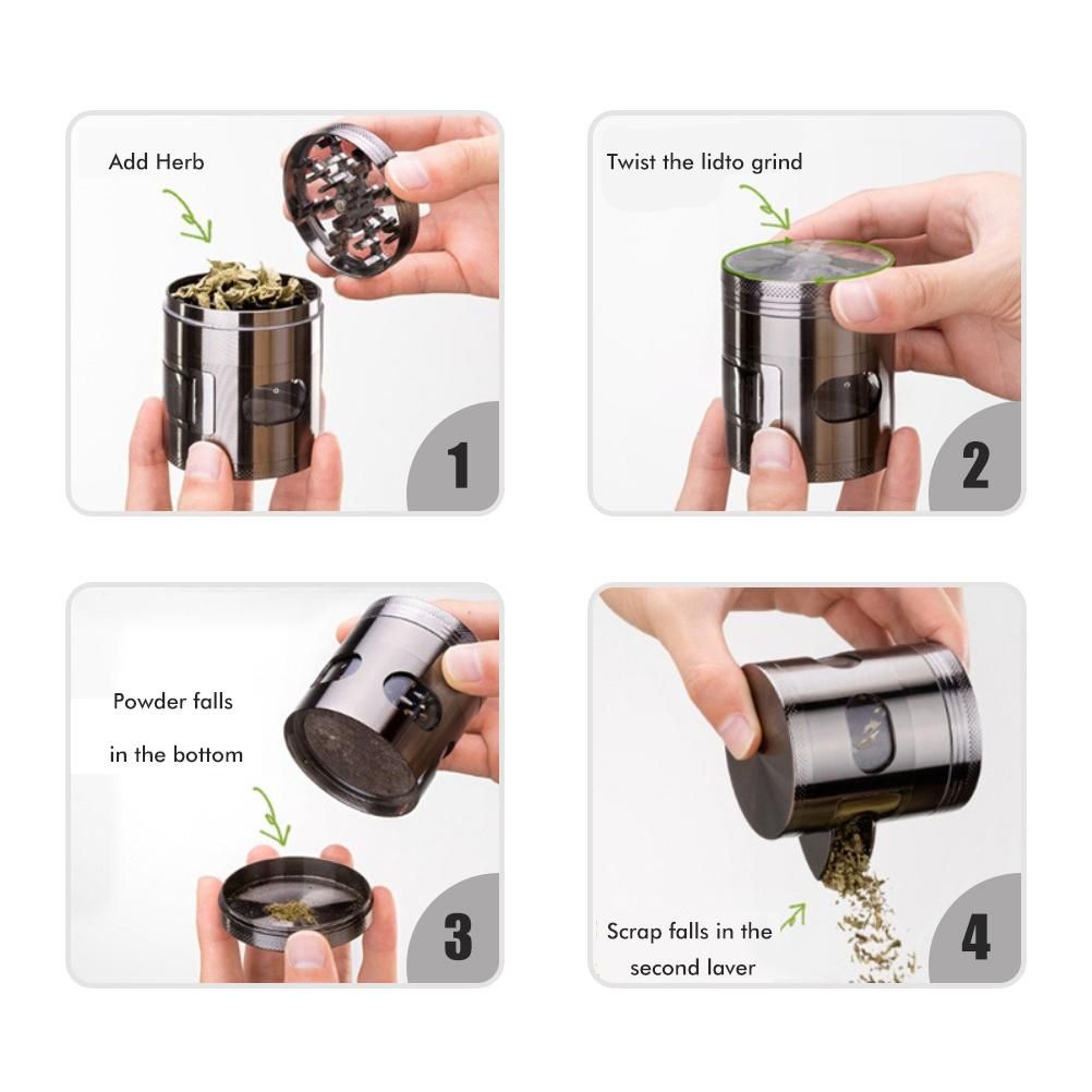 4 Layer 60mm Herb Grinder Zinc Alloy Spice Grass Mill Grinders with Magnetic Lid