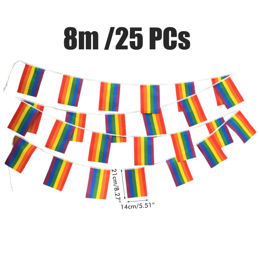 Rainbow Flag LGBT Pride String Flag Hanging Gay Lesbian Banners Bunting Flags Small Rainbow Flag Parade Festival Party Decorations