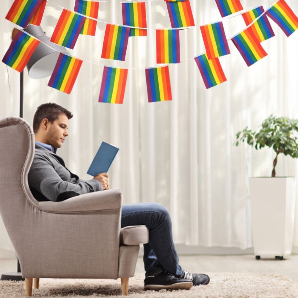 Rainbow Flag LGBT Pride String Flag Hanging Gay Lesbian Banners Bunting Flags Small Rainbow Flag Parade Festival Party Decorations