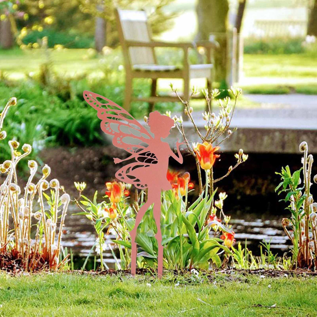 Decorative Garden Stakes Fairy Silhouette Metal Yard Stakes Arts Outdoor Garden Decor Spring Decor