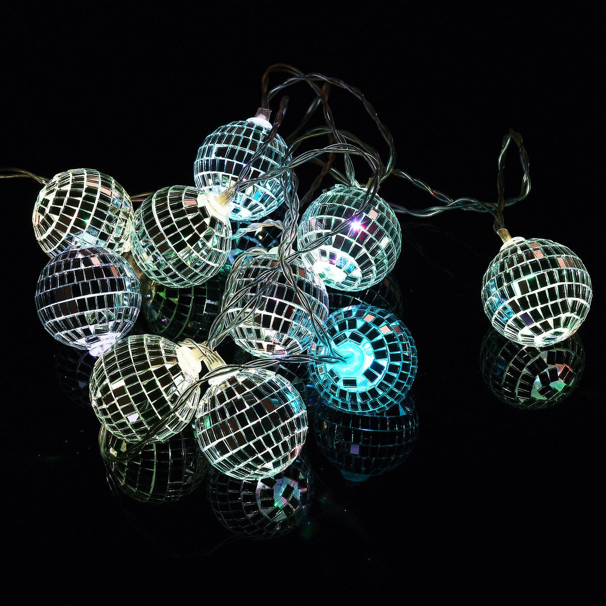 1.8m 10 Lights 5cm Golden Sphere Warm Light Mirror Light String Christmas Lights String Christmas Tree Decoration