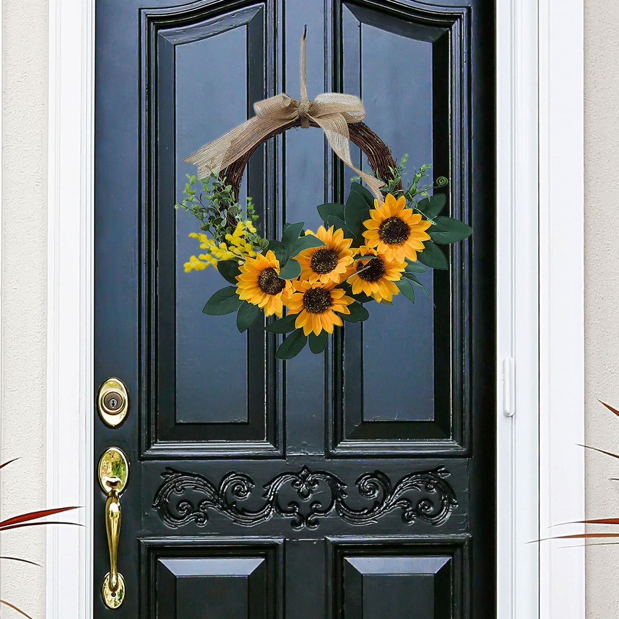 Simulation Sunflower Wreath Home Wedding Decoration Rattan Artificial Wreath