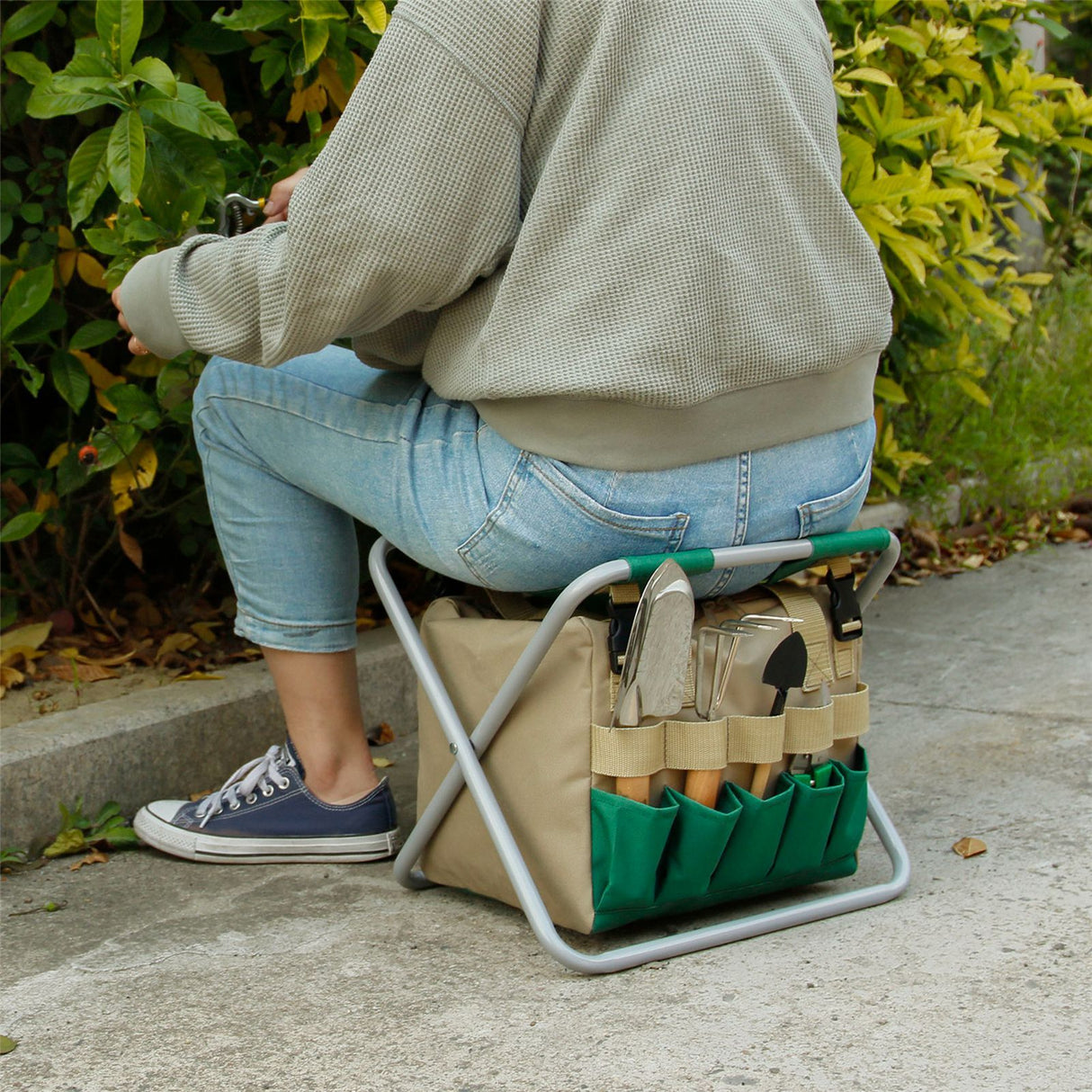 Removable Garden Tool Bench Folding Garden Stool Multifunction Gardening Tool Organizer Stool