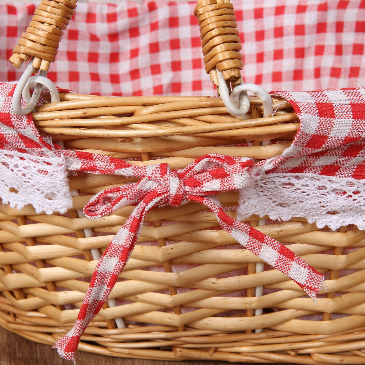 Wicker Picnic Basket Willow Woven Hand Basket Rustic Picnic Activities Handle Basket
