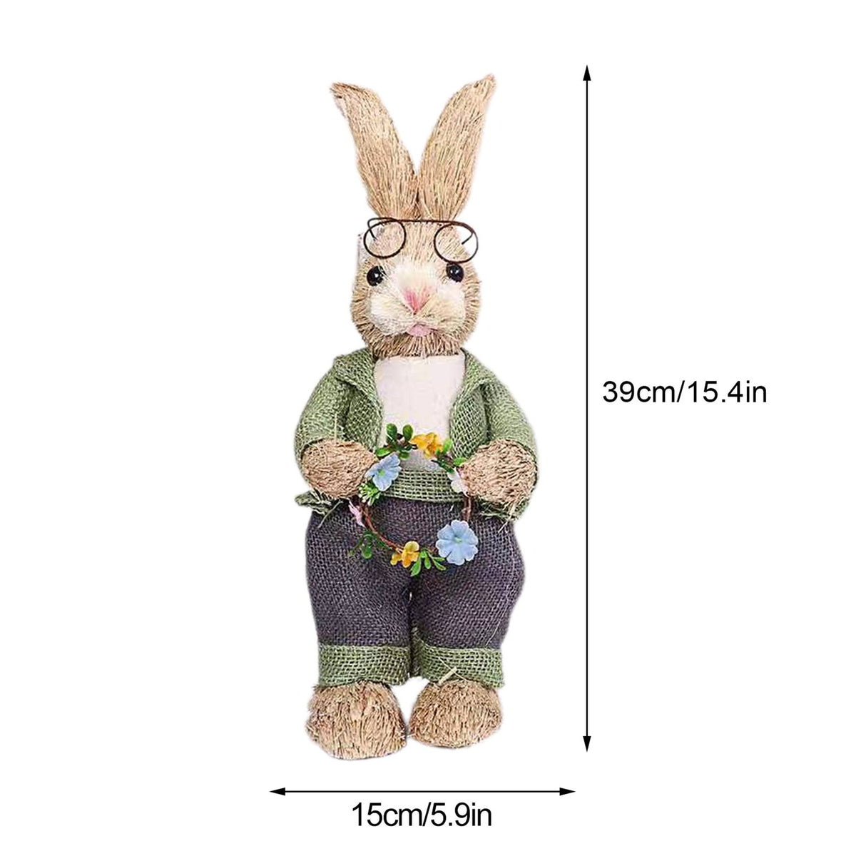 Artificial Simulated Straw Bunny Cute Easter Straw Rabbit Figurines Easter Bunny Props Home Decoration