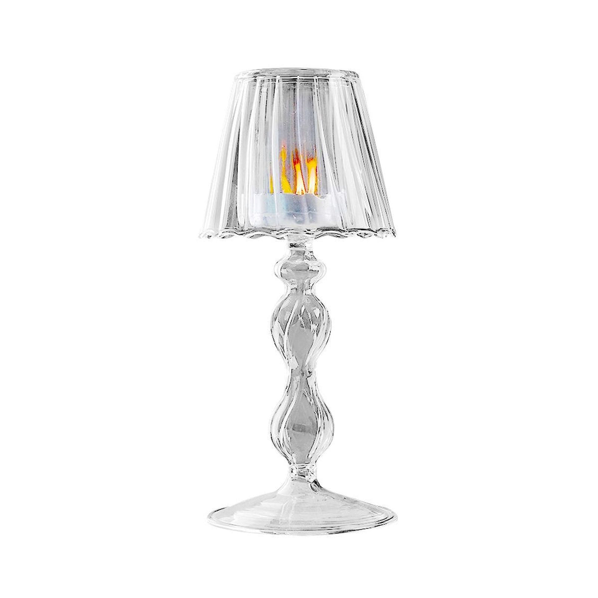 Glass Candle Holder Tansparent Table Lamp Shape Candlestick Holder for Din