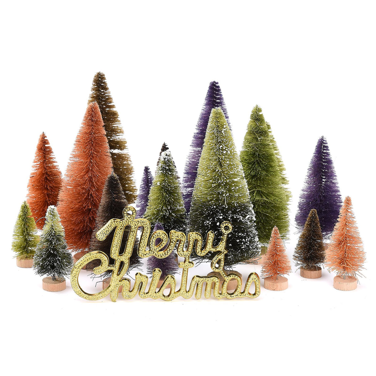 21pcs Artificial Christmas Trees Set Decoration Sisal Wood False Christmas Trees Kit