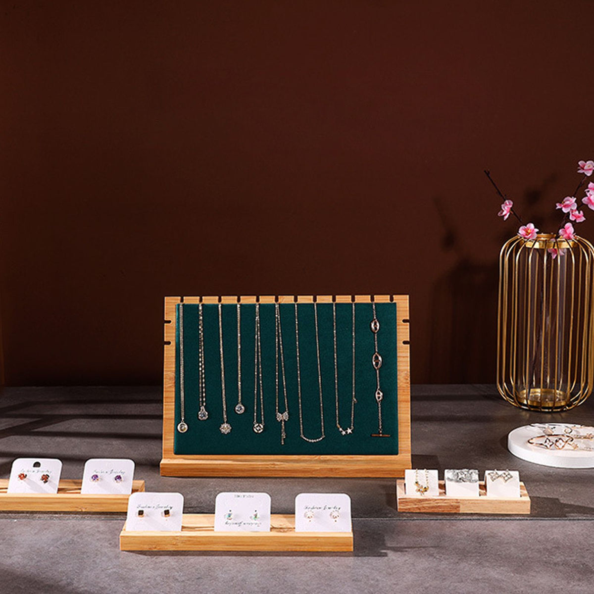 Bamboo Wood Pendant Display Board Jewelry Display Board Necklace Rack Removable Jewelry Display Props