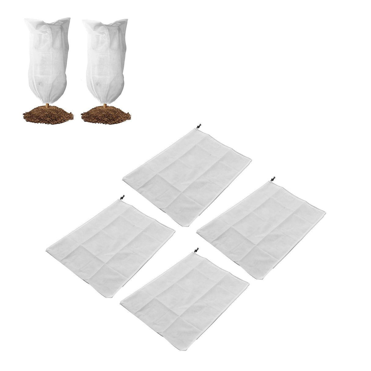 4pcs Plant Covers Reusable Winter Frost Protection Bag with Drawstring for Plants Oudoor