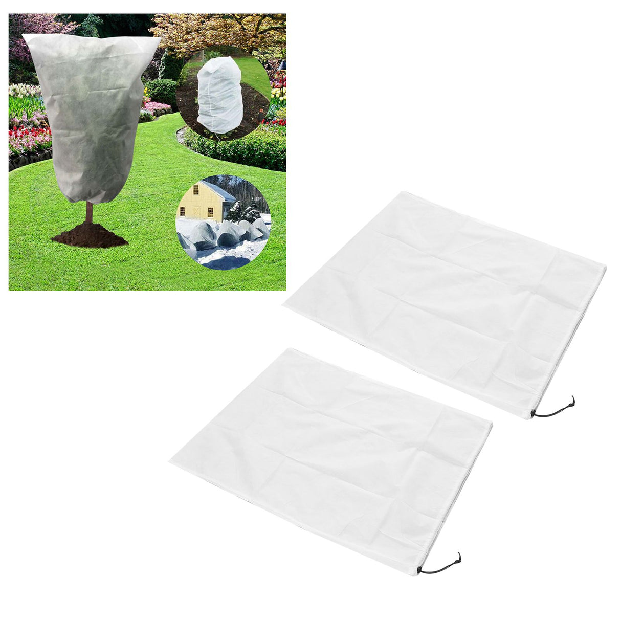 2pcs Plant Cover Breathable Protective Lightweight Convenient Drawstring Design Trees Protector for Vegetables80x100cm