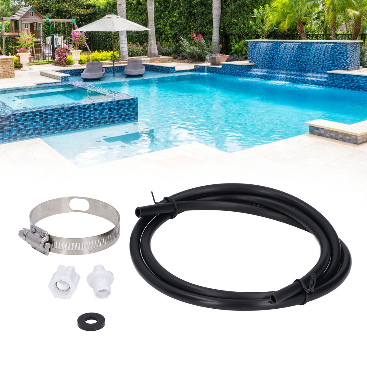 Chlorinator Feeder Connection Pack with Nut Gasket Clamp Tubing for HAYWARD CL200 CL220 Parts