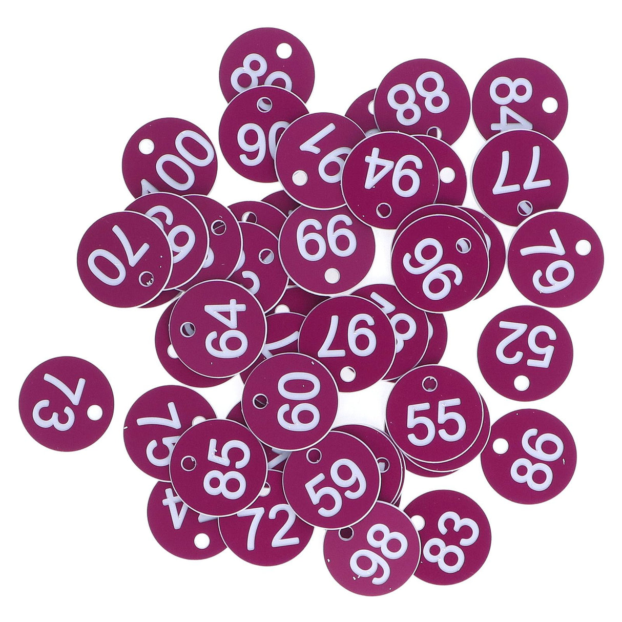 50Pcs Numbered Label Round Simple Beautiful Beehive Tag Breeding Supplies for Beekeeping Animal HusbandryNumbers 51 to 100 Purple