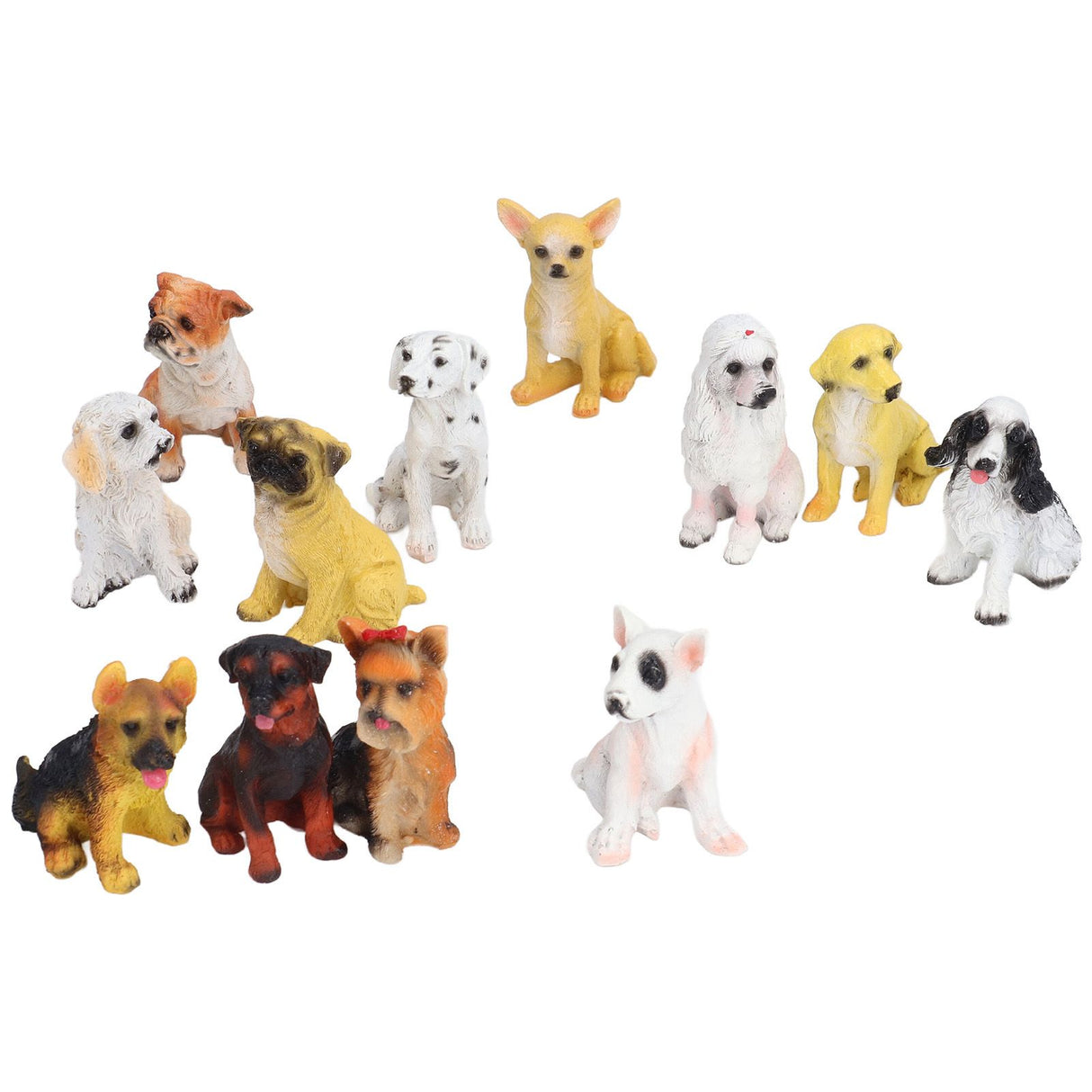 12Pcs Dog Ornaments Waterproof Textured Exquisite Vivid Dog Statues for Garden Lawn Desk Decoration