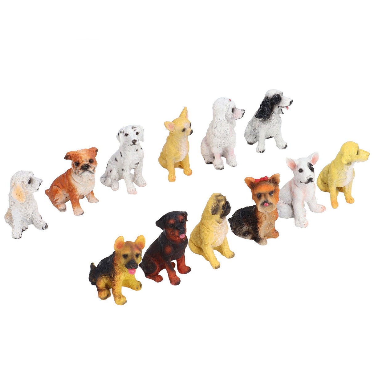 12Pcs Dog Ornaments Waterproof Textured Exquisite Vivid Dog Statues for Garden Lawn Desk Decoration