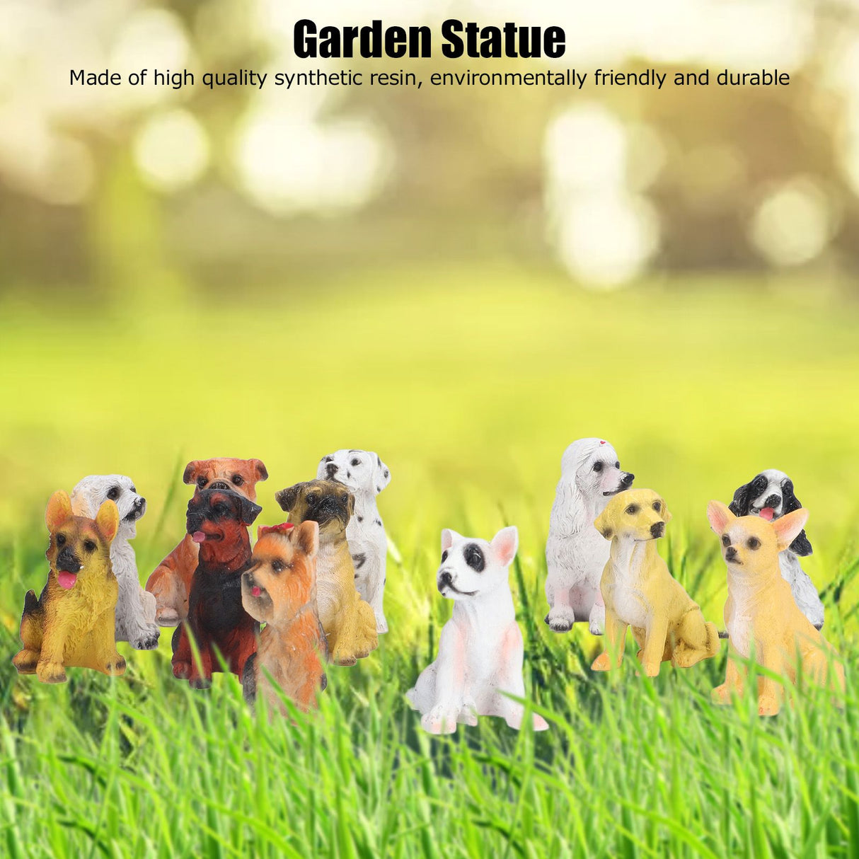 12Pcs Dog Ornaments Waterproof Textured Exquisite Vivid Dog Statues for Garden Lawn Desk Decoration