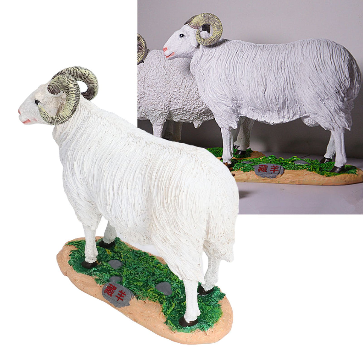 Sheep Statue Cute Vivid Rustic Waterproof Resin Sheep Figurine for Home Yard Garden Office Decoration