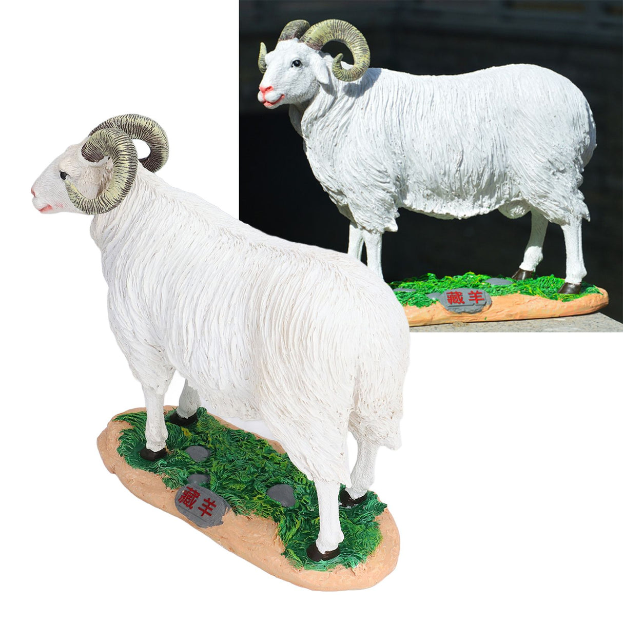 Sheep Statue Cute Vivid Rustic Waterproof Resin Sheep Figurine for Home Yard Garden Office Decoration