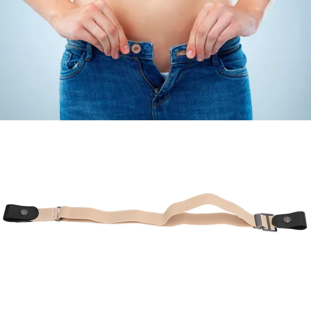 Buckle Free Stretch Belt Adjustable Japanese Lazy Invisible Traceless Belts for WomenKhaki