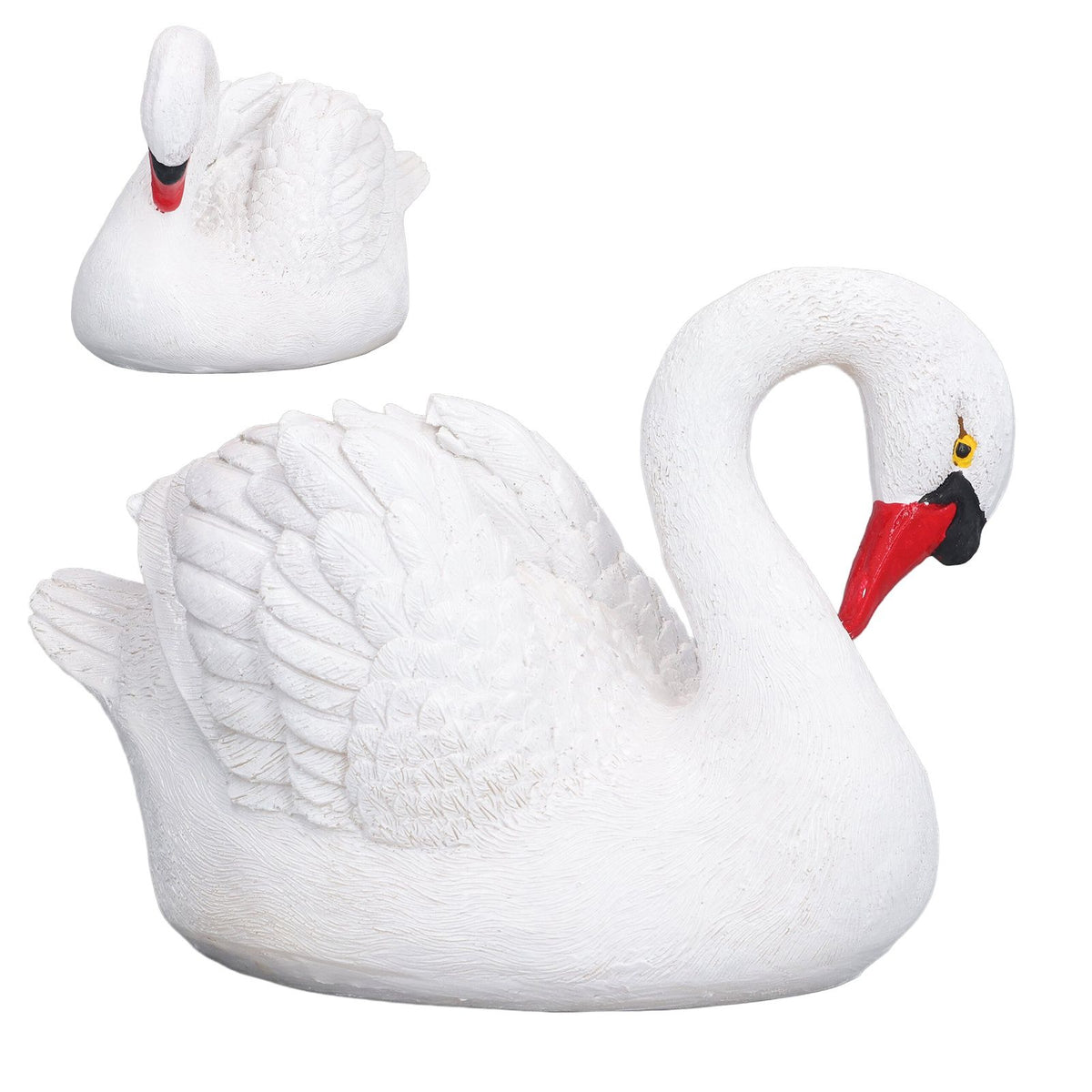 Resin White Swan Figurine Resin White Goose Statue for Outdoor Garden Yard Decoration