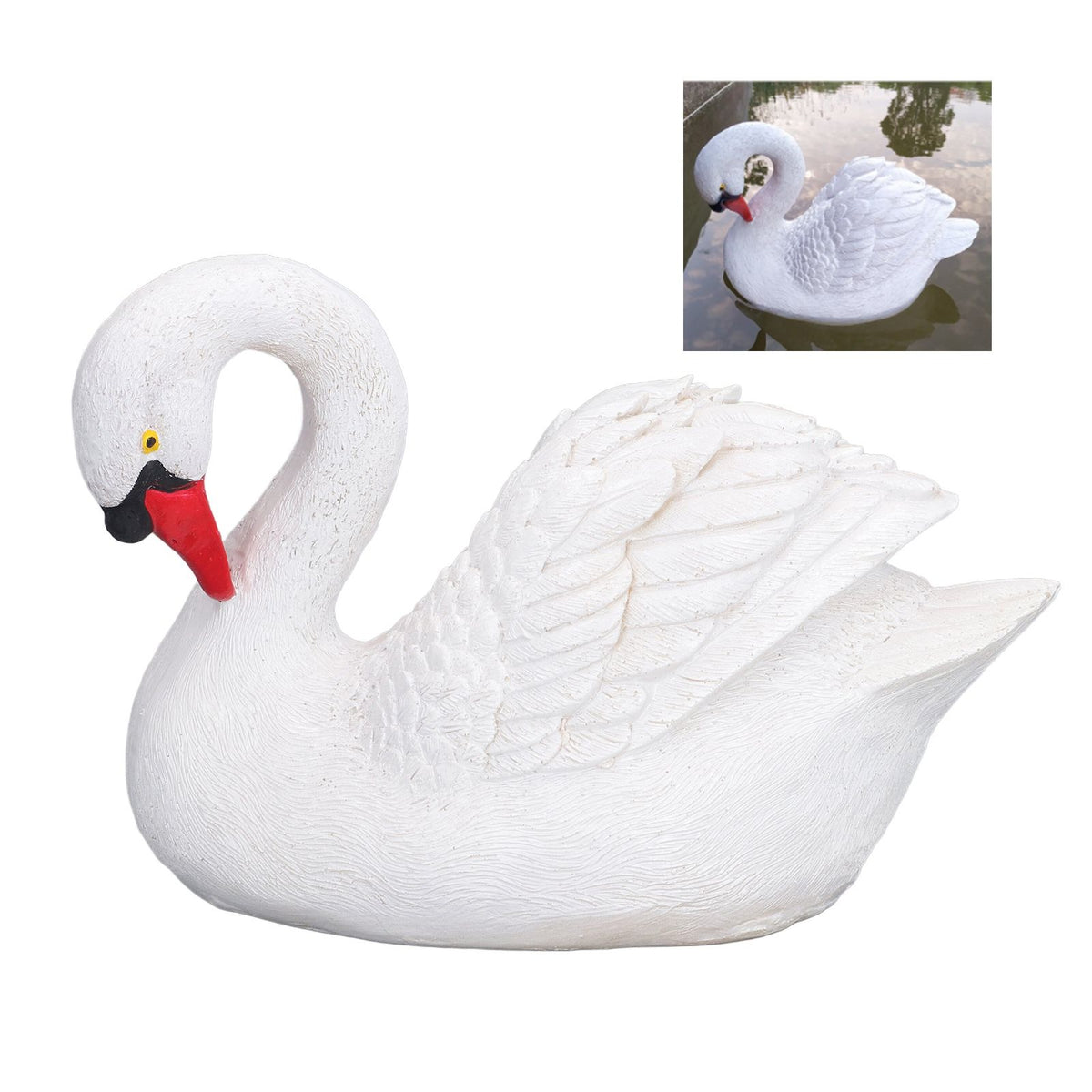 Resin White Swan Figurine Resin White Goose Statue for Outdoor Garden Yard Decoration