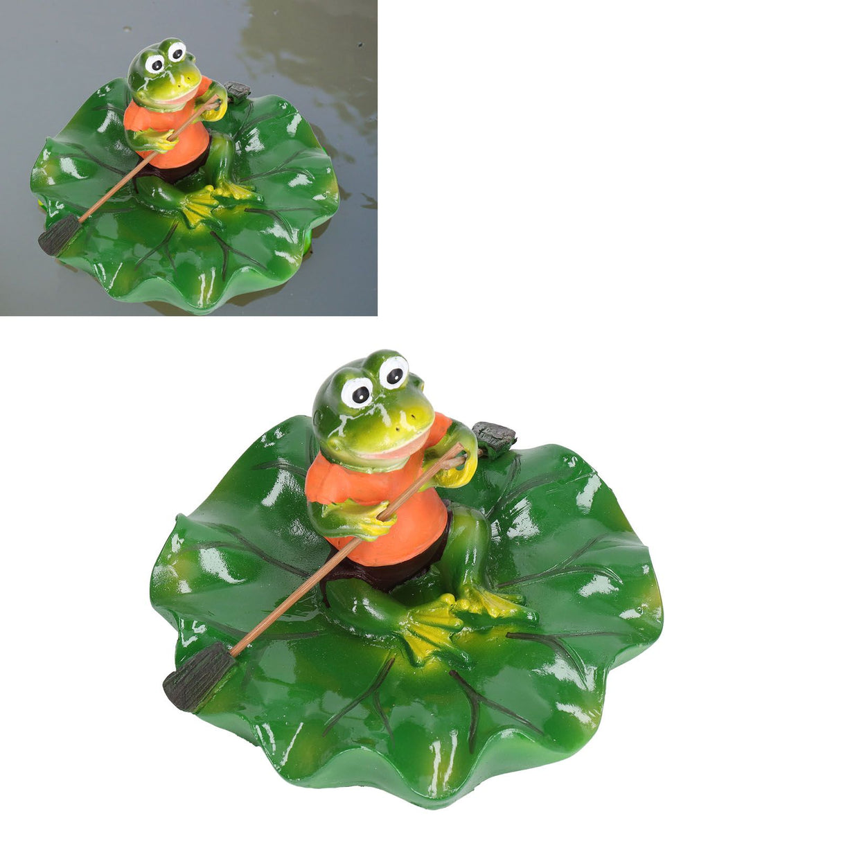 Simulation Resin Floating Lotus Leaf Frogs Ornament Fish Pond Fountain Landscape Decor