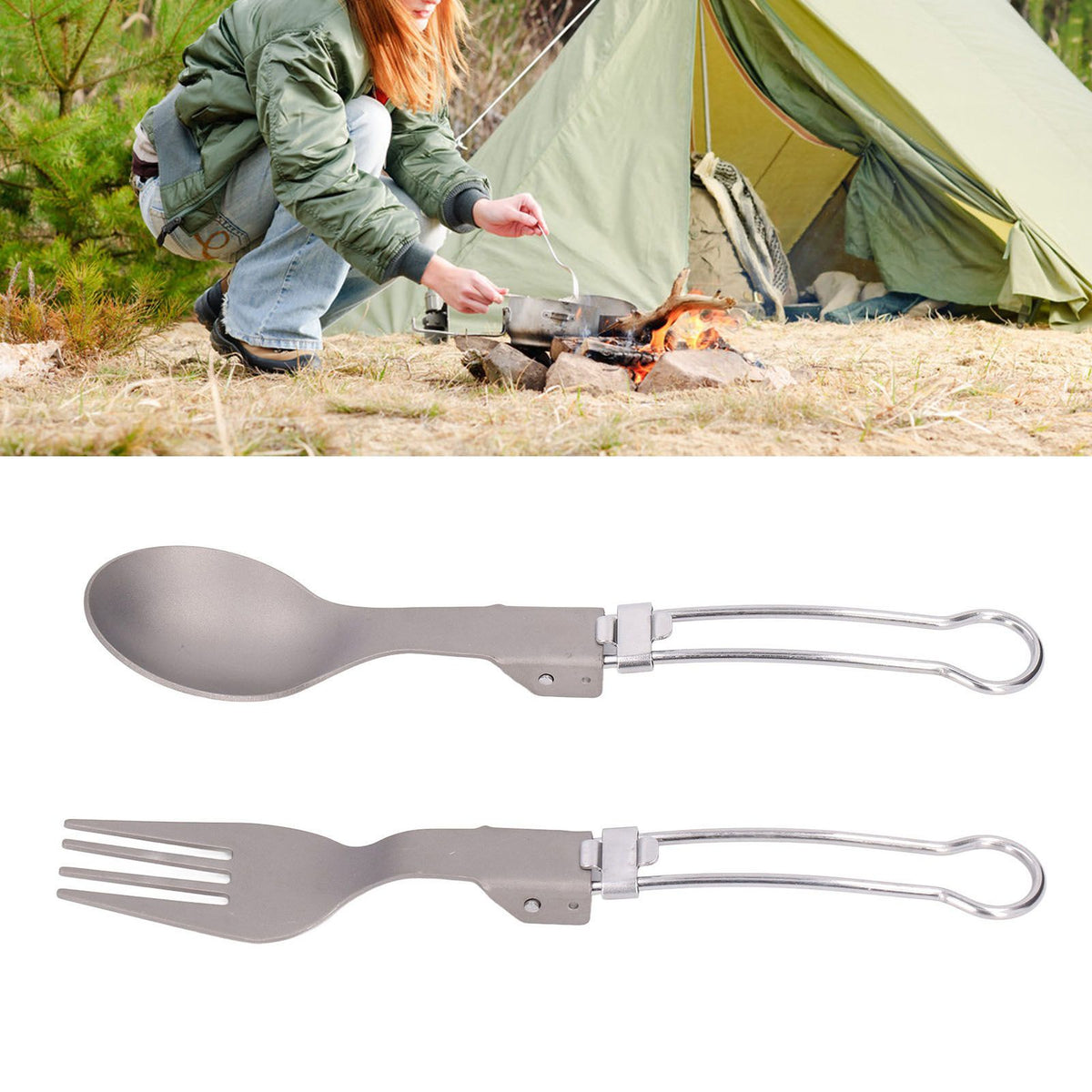 Camping Cutlery Set Camping Foldable Spoon Fork Portable Travel Tableware for Outdoor Picnic