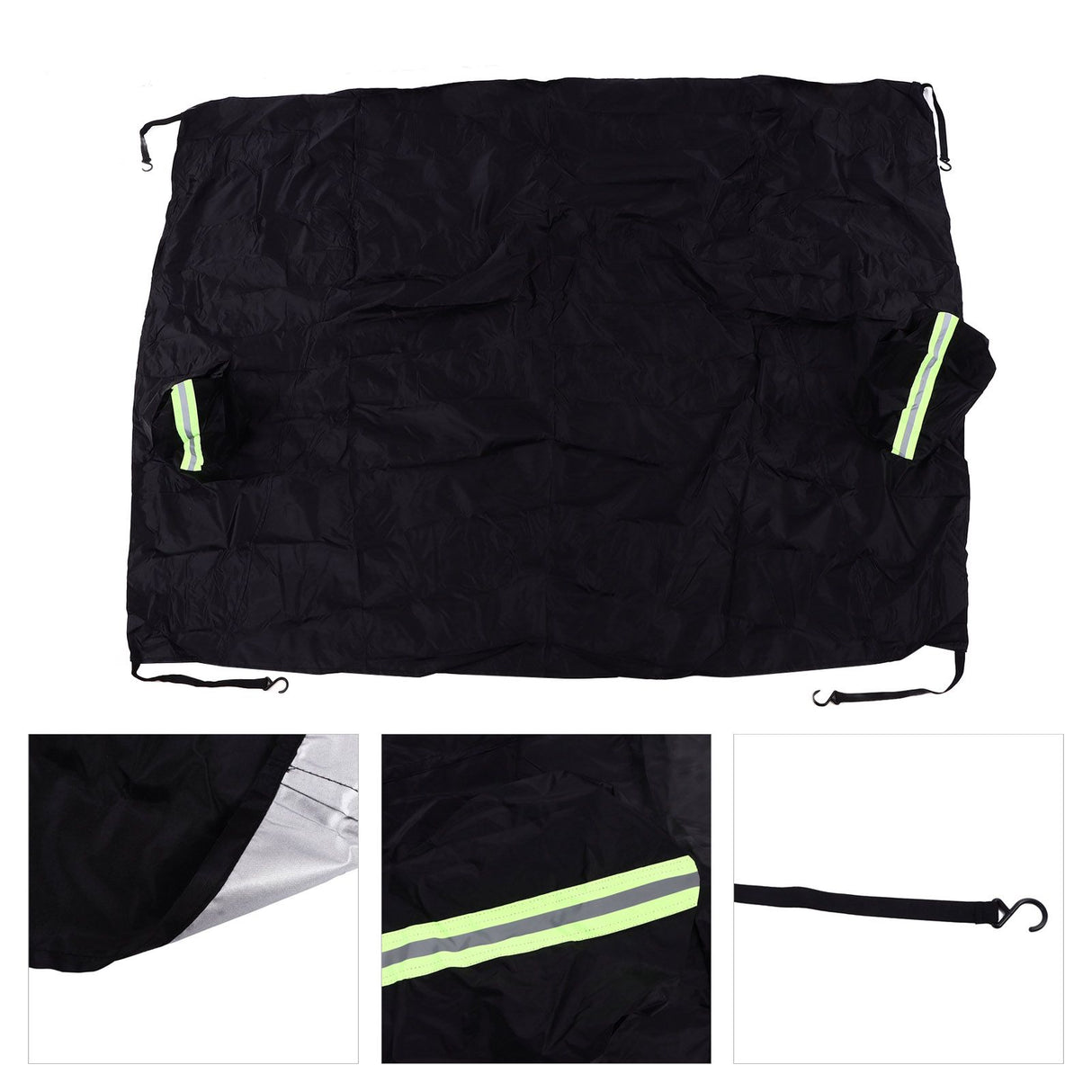 Windshield Cover Waterproof Snowproof Large Coverage Area Universal Windshield Protector with Reflective StripsBlack