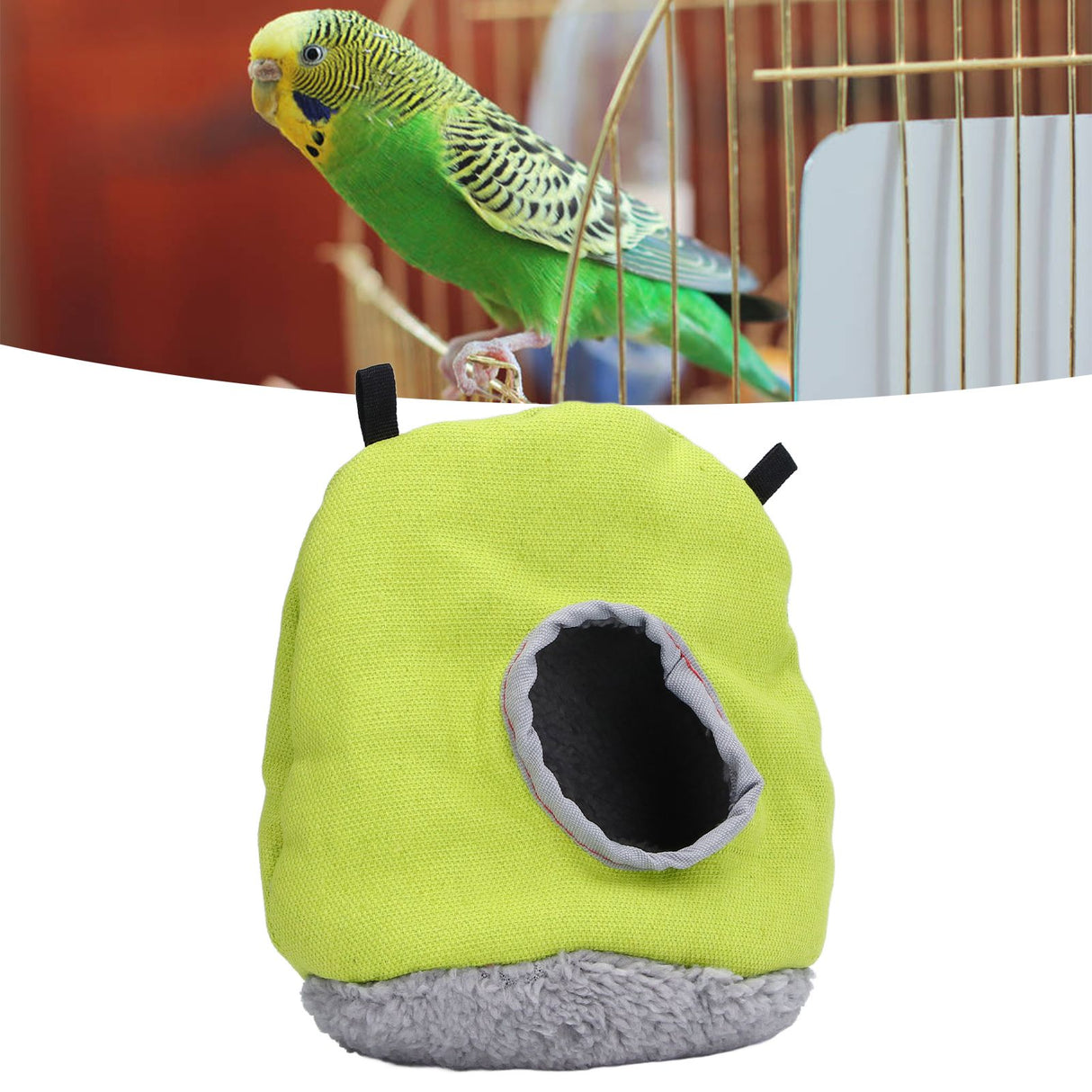 Warm Birdhouse Round Shape Soft Plush Save Space Easy Clean Safety Parrots HouseGreen