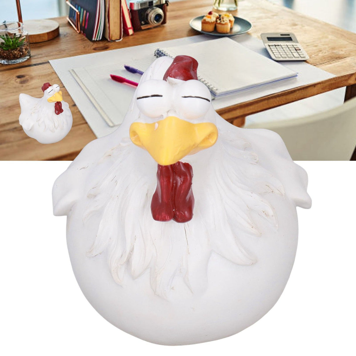 Big Eye Chicken Ornaments Funny Chicken Statues for Garden Stairs Farm Patio BackyardA