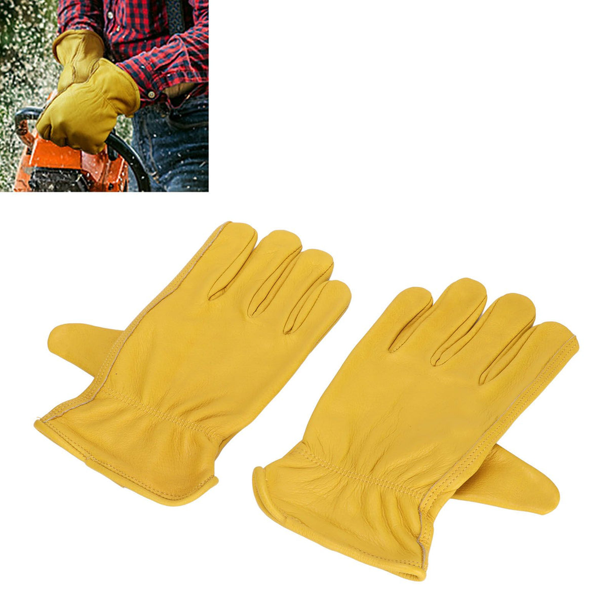 Garden Cowhide Gloves Wear Resistance Full Finger Leather Gloves for Outdoor CyclingM