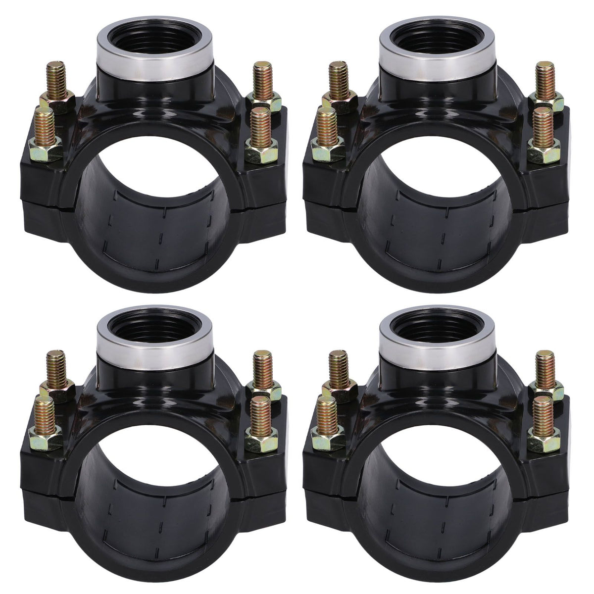 4 Sets Water Drain Saddle Plastic Pipe Additional Quick Connector Tee Kit G1 Female Thread