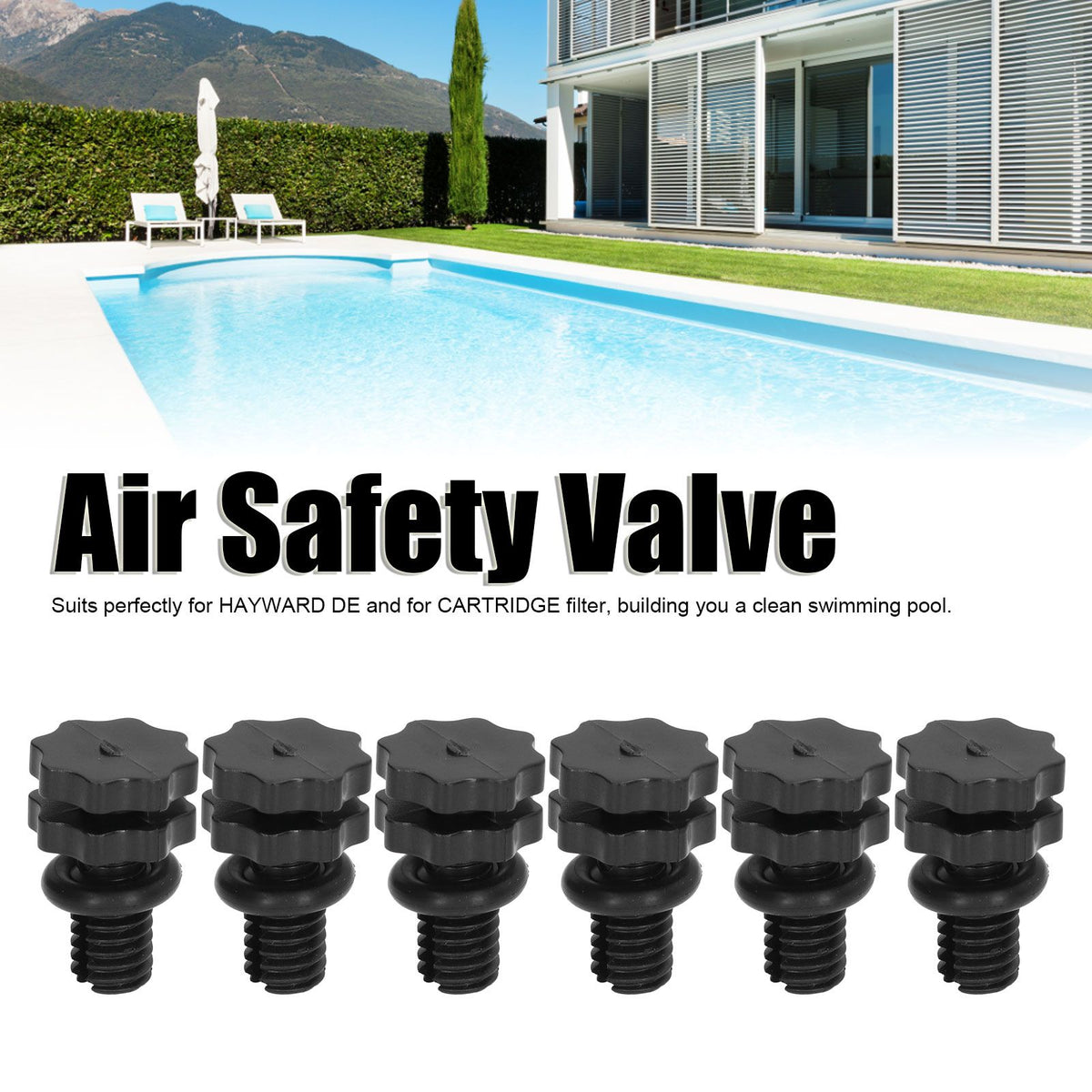 6Pcs Vent Valve Air Safety Exhaust Pool Filter Accessory Set Kit for HAYWARD DE Pool Cleaning Tools