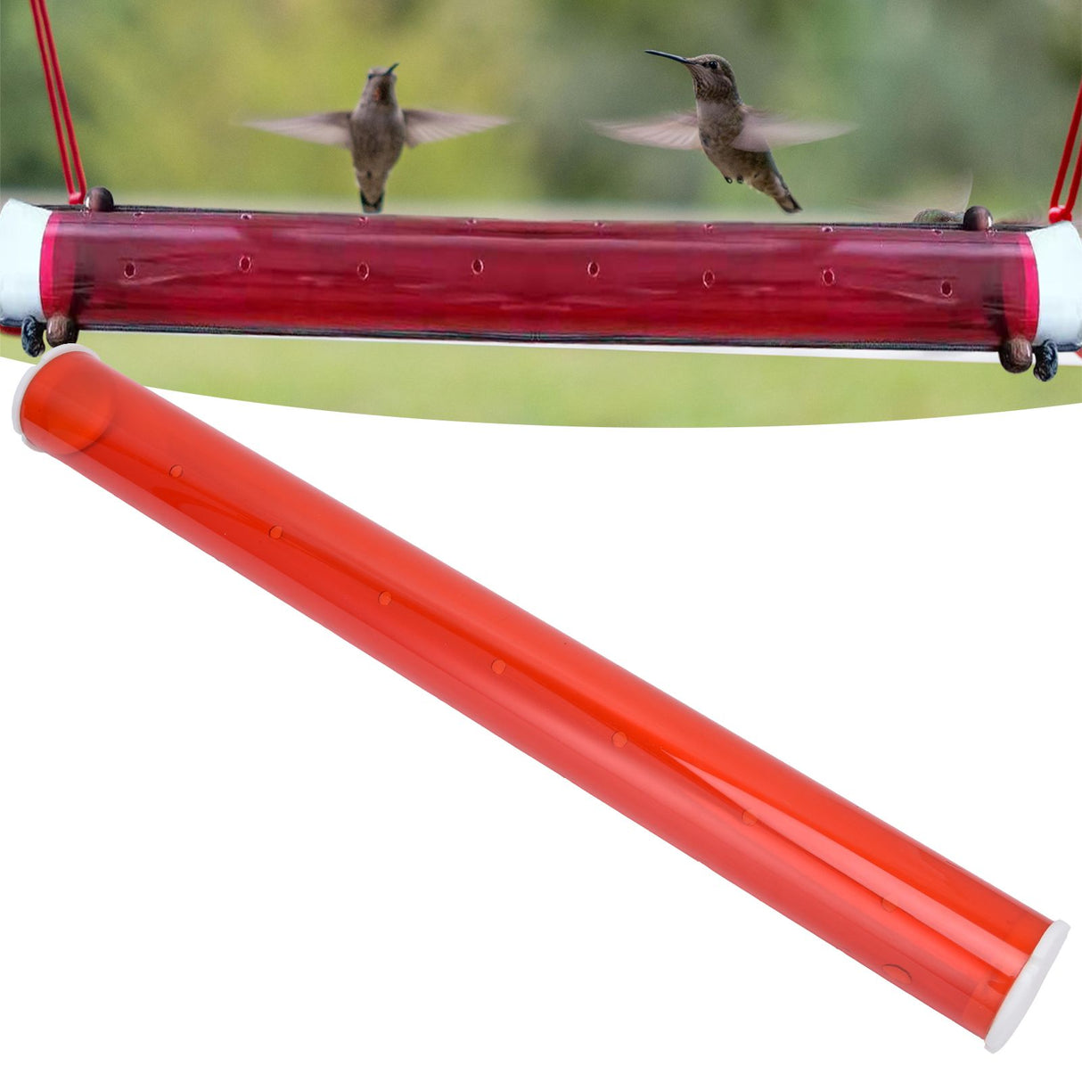 Long Pipe Bird Feeder Red Transparent Outdoor Bird Feeder Tube Wild Bird Feeding Pipe for Garden