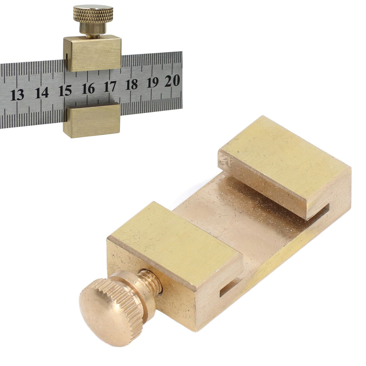 Brass Scribe Steel Ruler Positioning Limit Block Woodworking Angle Line Scriber Locator
