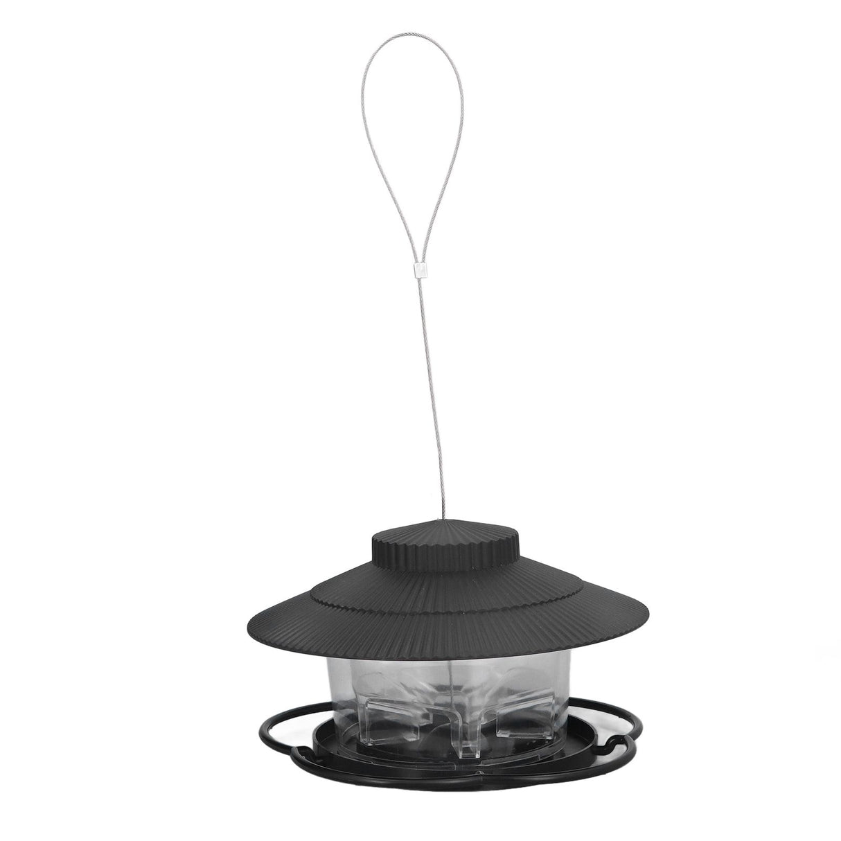 Bird Feeder 1L Durable ABS Easy Filling Transparent Container Portable Pavilion Design Hanging Bird Feeder