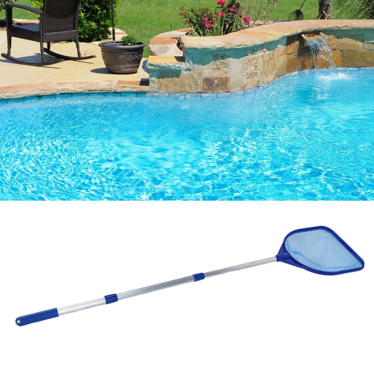 Pool Skimmer Net Quick Cleaning Three Section Telescopic Rod Pool Cleaning Tools for Hot Tubs Spas Fountains