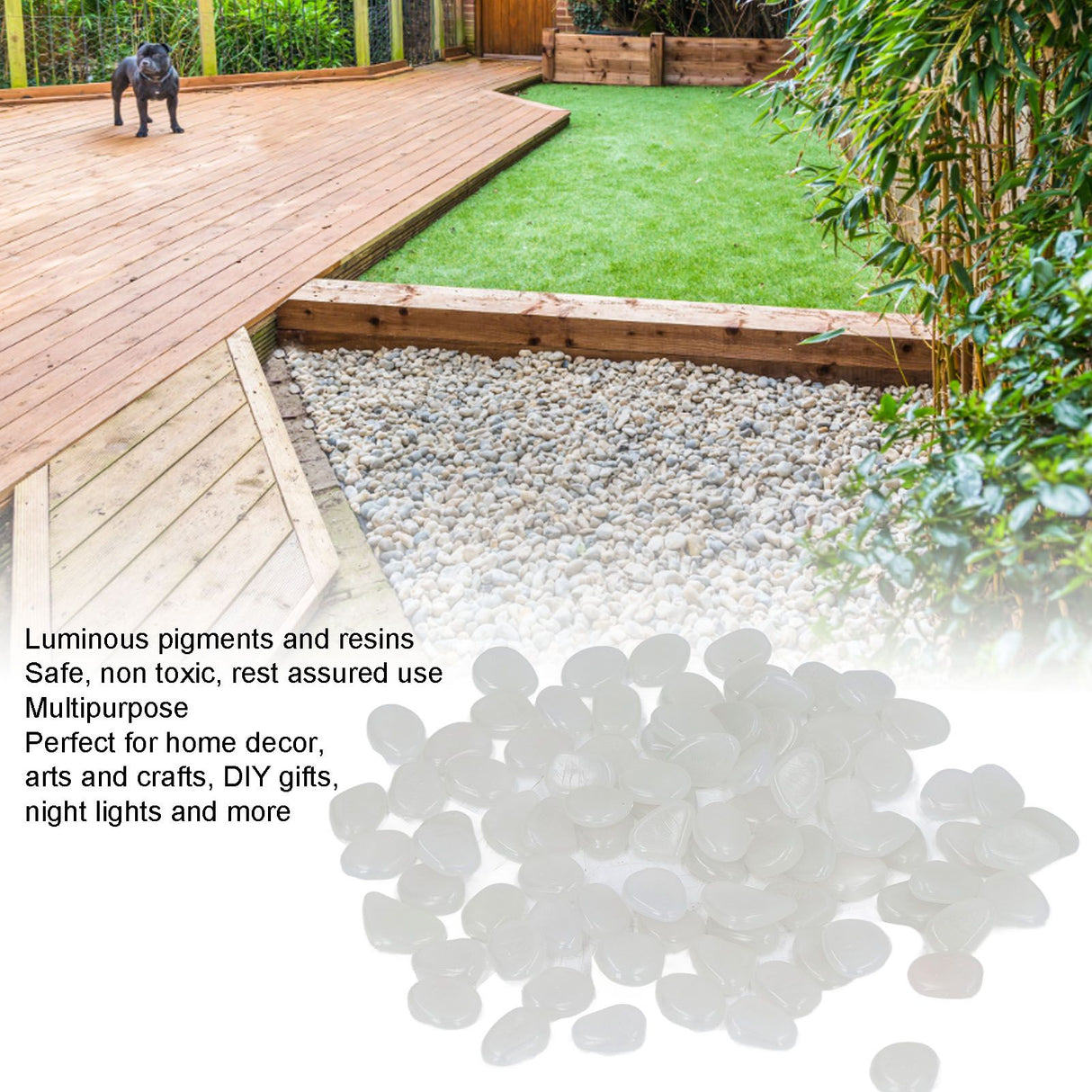 Outdoor Luminous Stones Colorful Fluorescent Luminous Pebbles for Dark Garden Courtyard Walkway Garden Trails 100 / Bag White