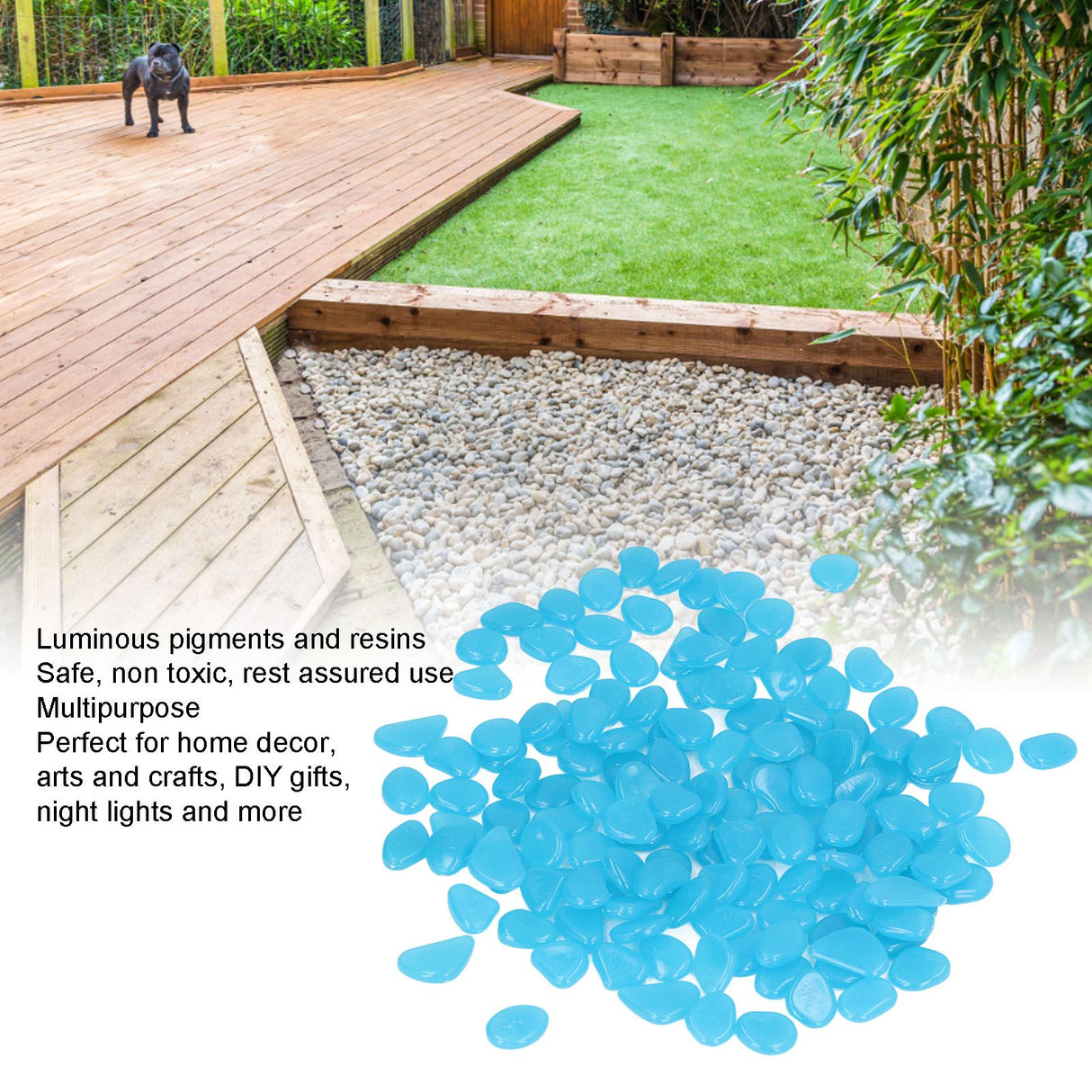 Outdoor Luminous Stones Colorful Fluorescent Luminous Pebbles for Dark Garden Courtyard Walkway Garden Trails 100 / Bag Dark Blue