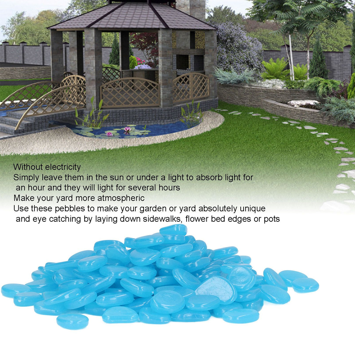 Outdoor Luminous Stones Colorful Fluorescent Luminous Pebbles for Dark Garden Courtyard Walkway Garden Trails 100 / Bag Dark Blue