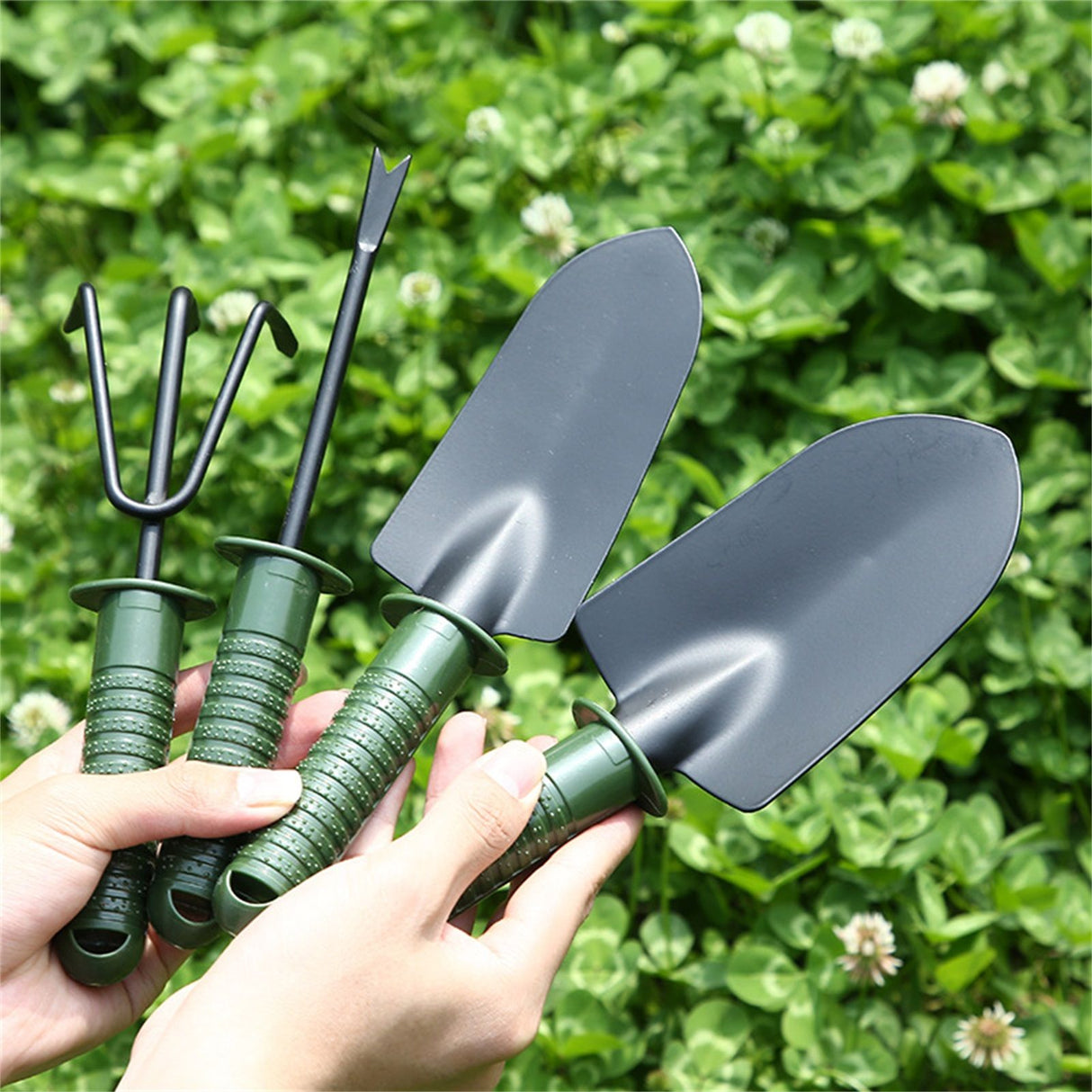 4pcs Garden Shovel Set Home Indoor Gardening Flower Gardening Mini Shovel Set Bonsai Tools Green Four Piece Set