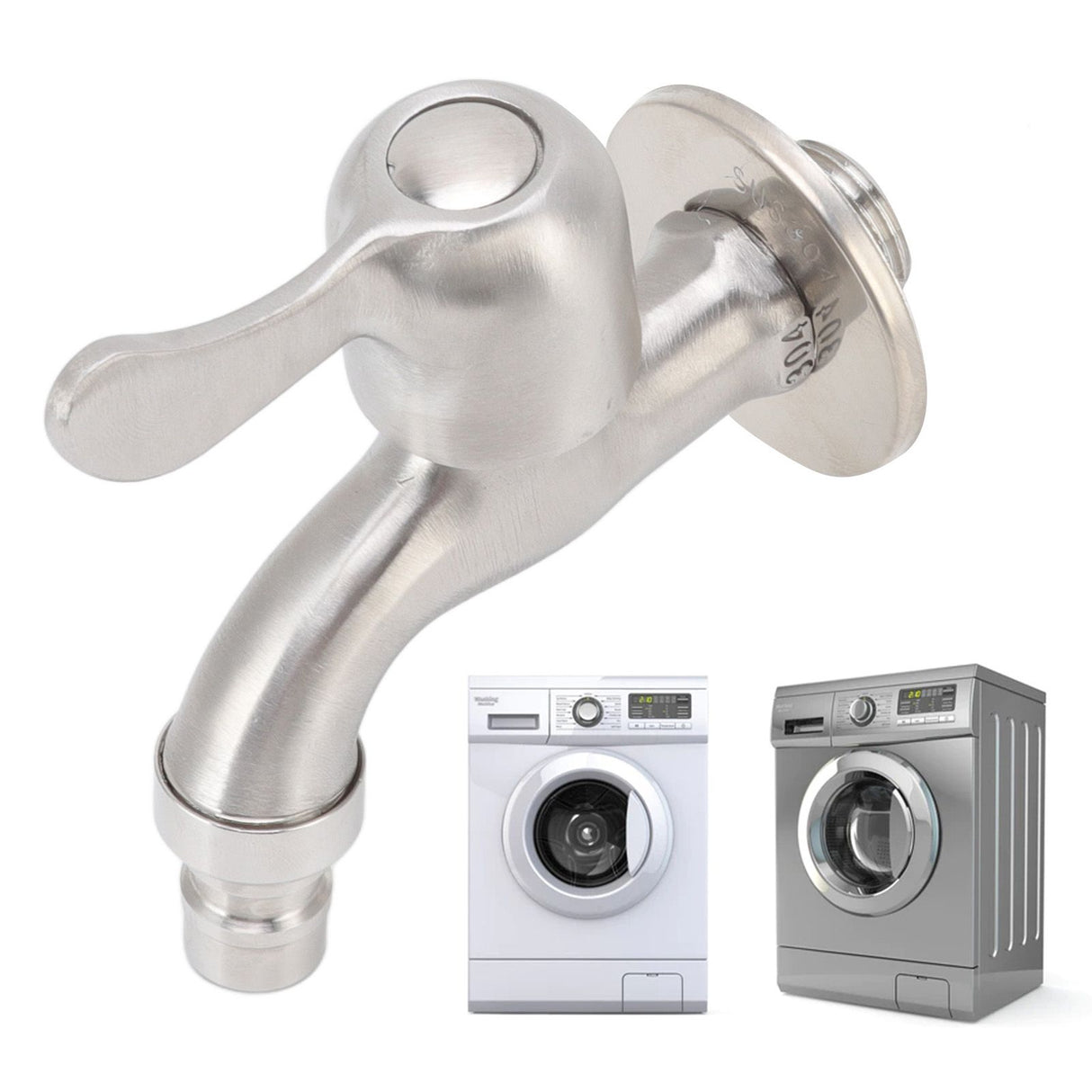 G1/2 Washing Machine Tap Leakage Proof Cold Water Stainless Steel Wall Mounted Faucet for Garden Kitchen