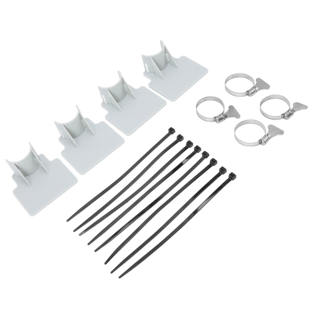 4 Sets Swimming Pool Pipe Holder Prevent Pipe Slip Cable Ties Stainless Steel Hose Clamp Swimming Pool Hose Holder Gray